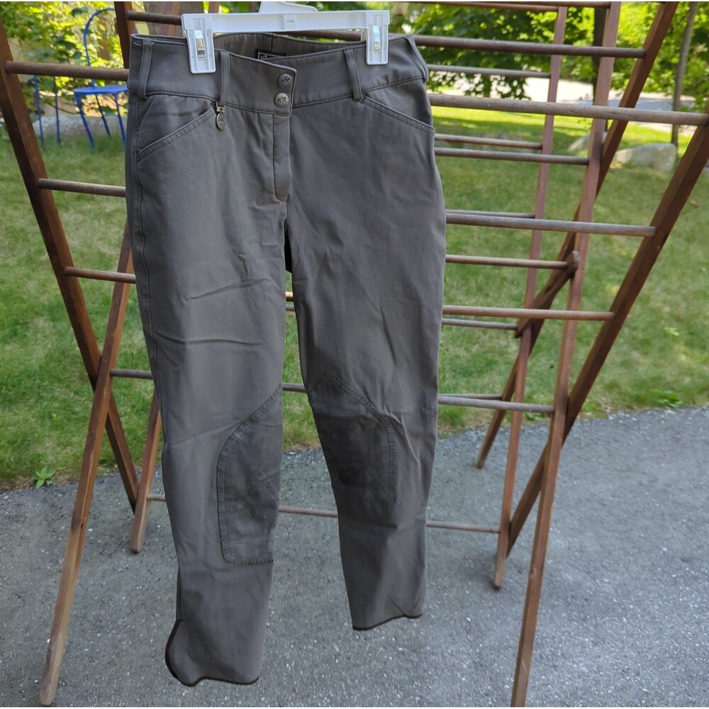 Pikeur Women's Slate Gray Knee Patch Equestrian Riding Breeches Size 30L / EU 84